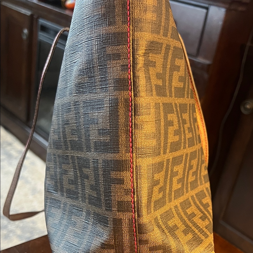Authentic FENDI Brown/Black Coated Zucca Canvas Tote - Picture 4 of 16